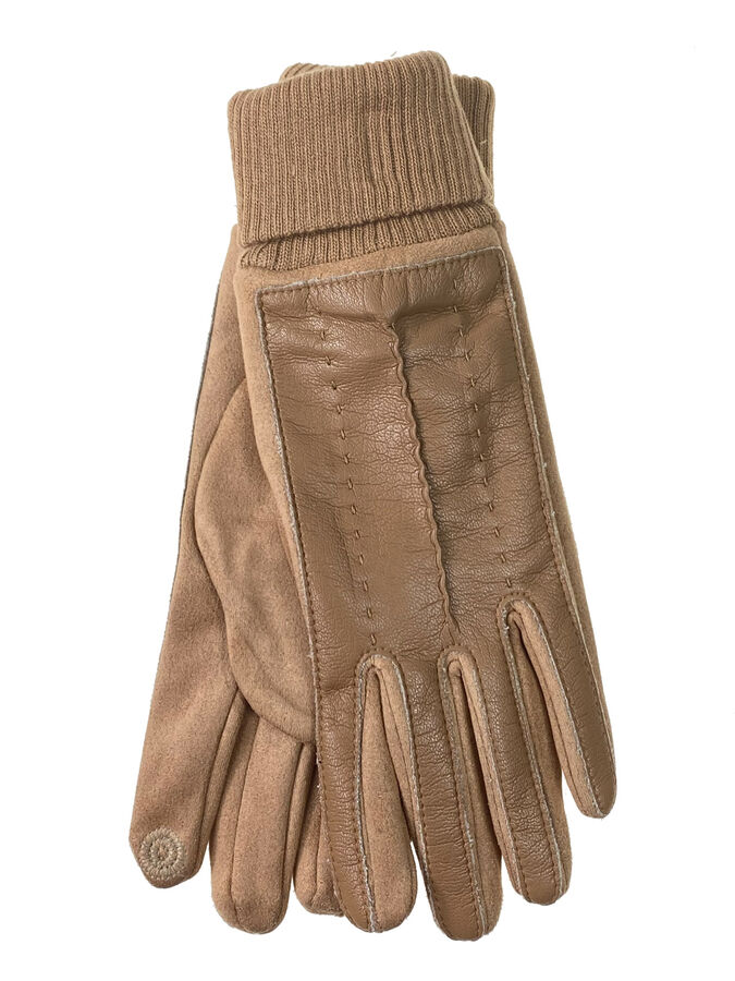 Greta Кожаные женские перчатки на флисе, цвет светло коричневый