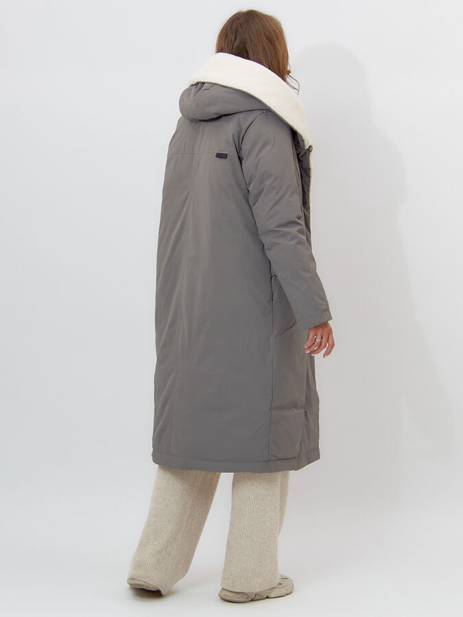 Пальто утепленное женское зимние темно-серого цвета 112288TC