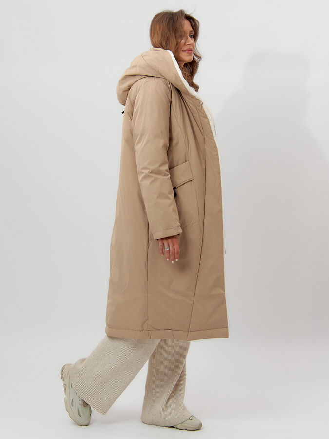 Пальто утепленное женское зимние горчичного цвета 112288G