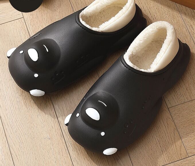 Тапочки домашние мужские EVA утепленные с задниками в дизайне &quot;Медведь&quot;, цвет черный