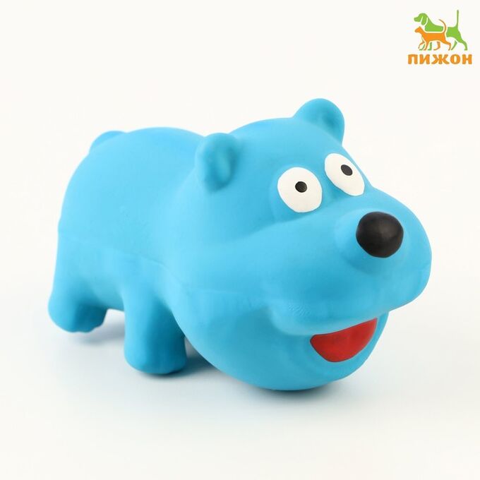 Пижон Игрушка пищащая для собак из латекса &quot;Пес&quot;, 9 см, голубая