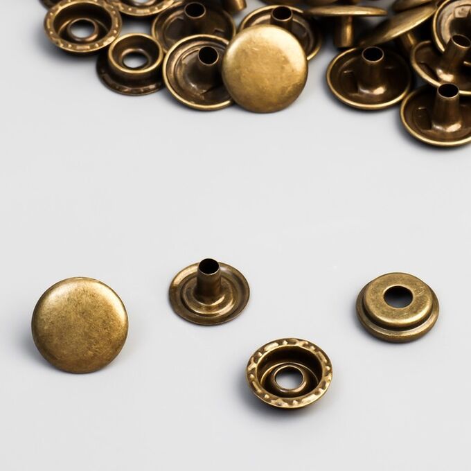 СИМА-ЛЕНД Кнопка установочная, Омега, железная, d = 15 мм, цвет бронзовый