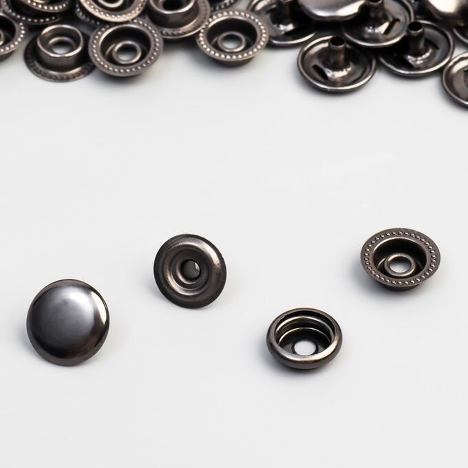СИМА-ЛЕНД Кнопка установочная, Омега, железная, d = 12,5 мм, цвет чёрный никель