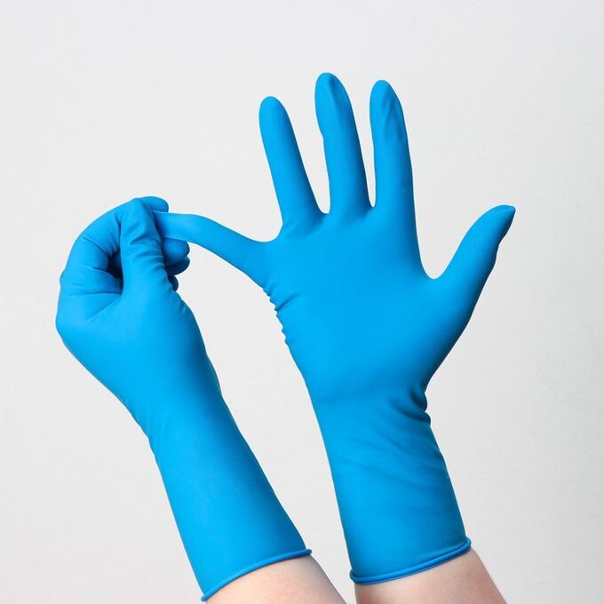 DERMAGRIP Перчатки латексные неопудренные High Risk, смотровые, нестерильные, текстурированные, размер M, 30 гр, 50 шт/уп (25 пар), цвет голубой