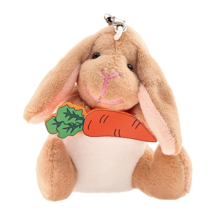 СИМА-ЛЕНД Мягкая игрушка «Кролик с морковкой», на подвеске, цвет коричневый