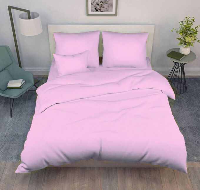 Ивановотекстиль Комплект постельного белья 1,5-спальный, однотонная бязь ГОСТ (Розовый цвет)