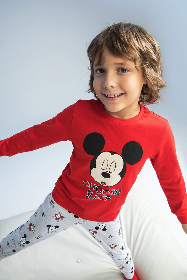 DEFACTO Пижамный комплект Disney с Микки и Минни и длинными рукавами для мальчиков