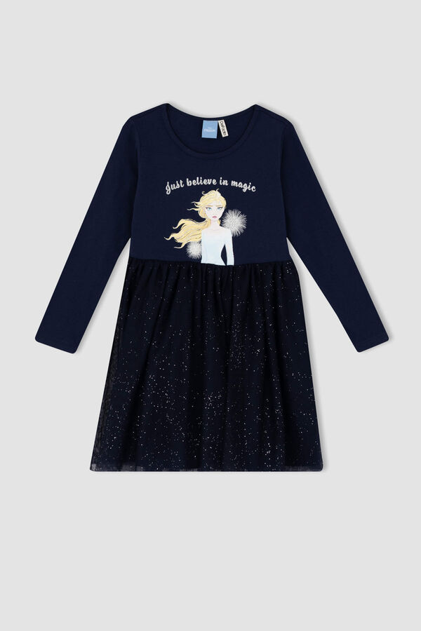 DEFACTO Лицензированное платье из тюля с длинными рукавами Frozen для девочек