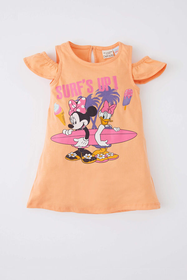 DEFACTO Лицензированное платье Disney Mickey &amp; Minnie для маленьких девочек, стандартный крой с круглым вырезом и короткими рукавами
