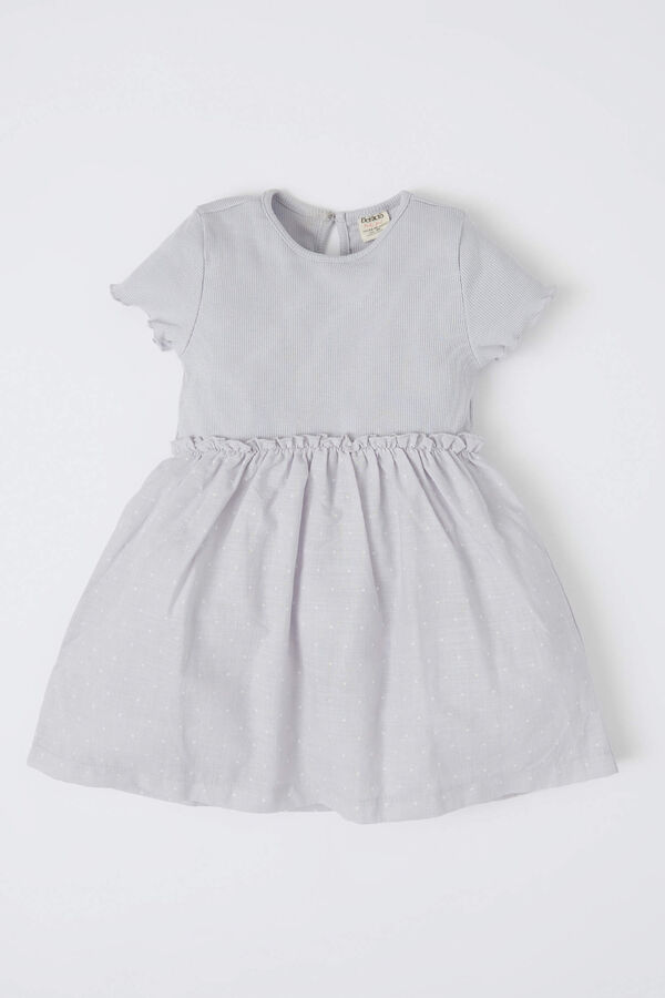 DEFACTO Муслиновое платье с круглым вырезом и короткими рукавами для маленьких девочек