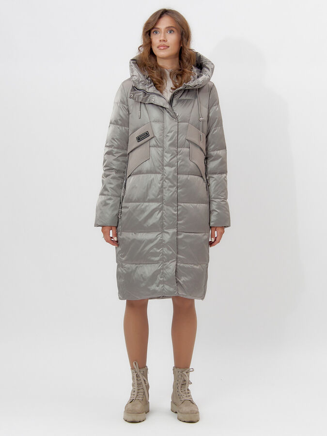 MTFORCE Пальто утепленное женское зимние светло-серого цвета 11201SS