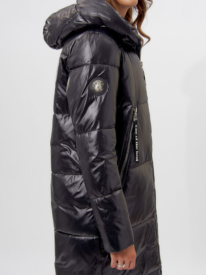 Пальто утепленное женское зимние черного цвета 11816Ch