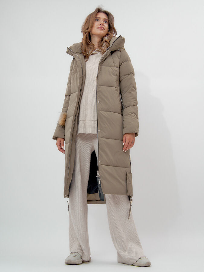 MTFORCE Пальто утепленное женское зимние бежевого цвета 112132B