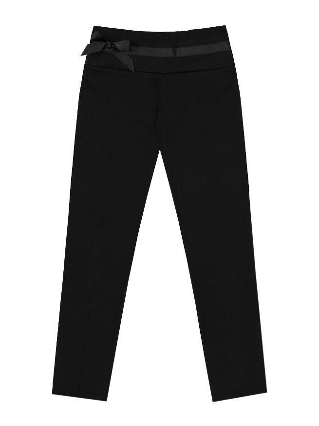 Радуга дети Чёрные школьные брюки для девочки с бантом Цвет: черный