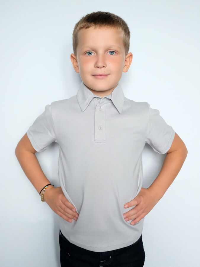 Радуга дети Серая рубашка-поло для мальчика Цвет: светло-серый