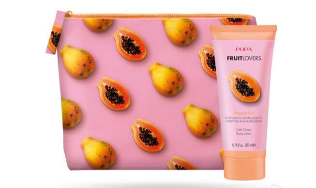 Pupa 0B2T02A002 Набор для тела Fruit Lovers №2 Papaya Bio (body lotion 200мл + косметичка) в коробке