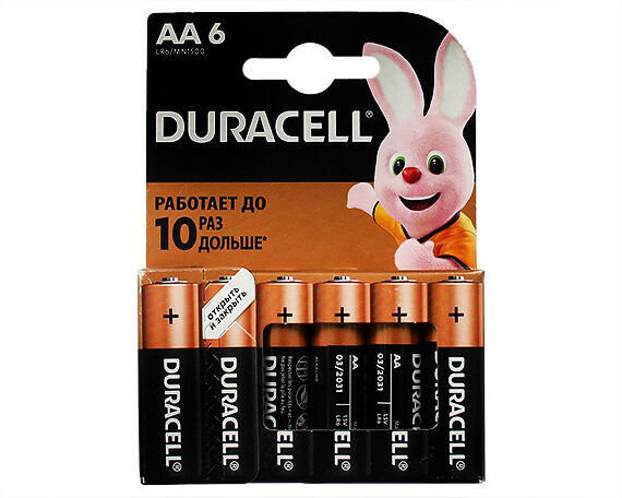 Батарейка AA Duracell LR06 6-BL, цена за 1 упаковку
