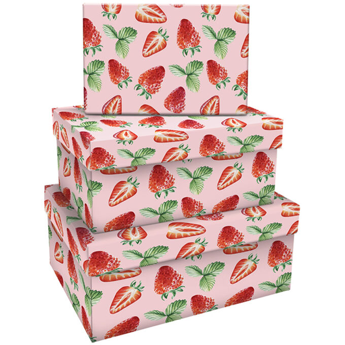 Набор прямоугольных коробок 3в1, MESHU &quot;&quot;Strawberry&quot;&quot;, (19*12*7,5-15*10*5см)