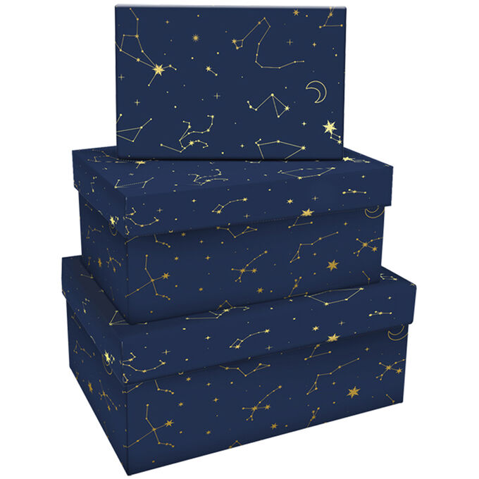 Набор прямоугольных коробок 3в1, MESHU &quot;&quot;Golden constellation&quot;&quot;, (19*12*7,5-15*10*5см)