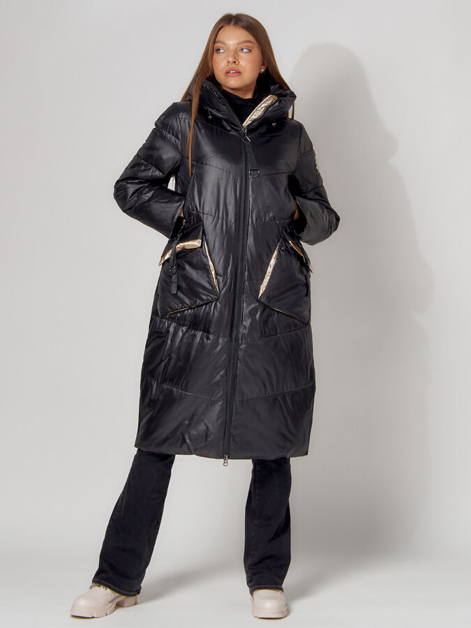 Пальто утепленное зимнее женское  бежевого цвета 442155B
