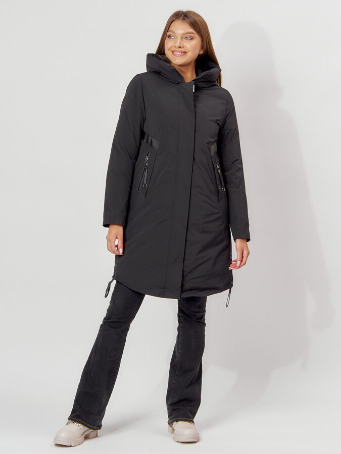 Пальто утепленное зимнее женское  черного цвета 448882Ch