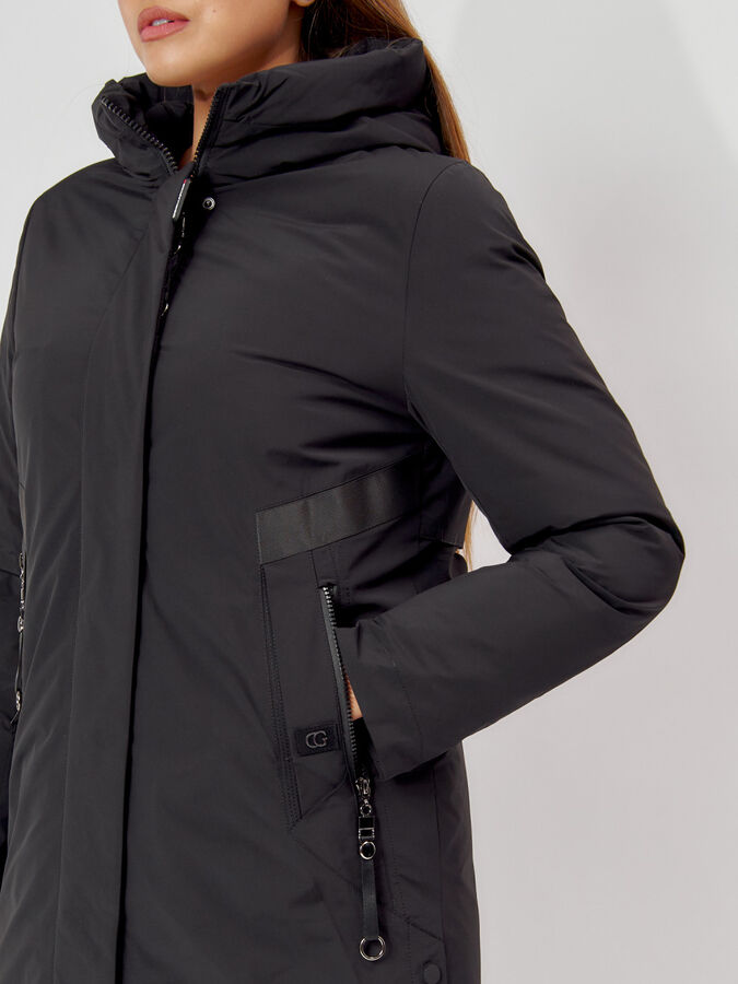 Пальто утепленное зимнее женское  черного цвета 448882Ch
