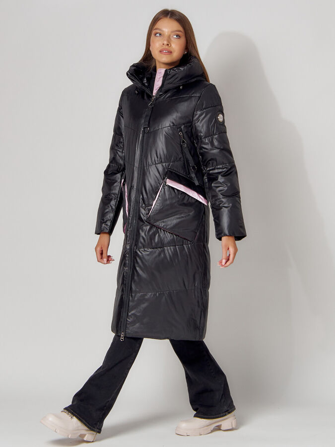 Пальто утепленное зимнее женское  розового цвета 442155R