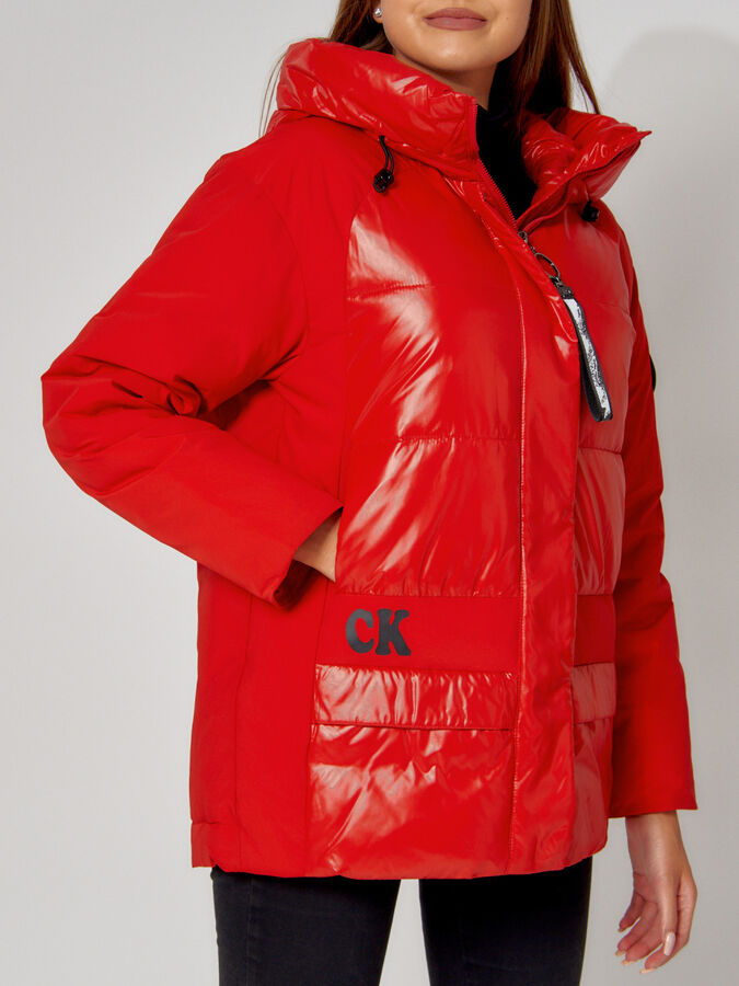 Полупальто утепленное зимнее женское красного цвета 442182Kr