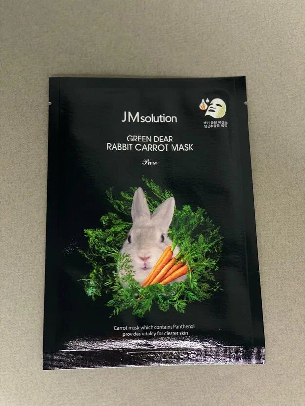 JMsolution Green Dear Rabbit Carrot Mask Успокаивающая тканевая маска с экстрактом моркови