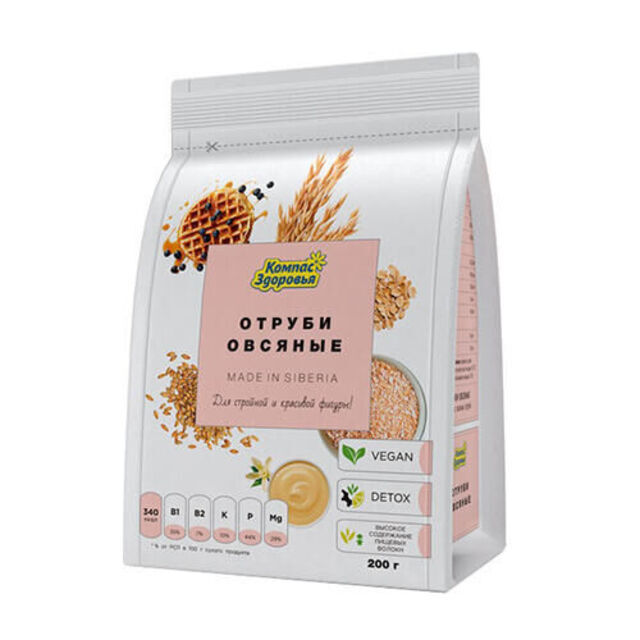 Отруби &quot;Овсяные&quot; Компас здоровья, 200 г
