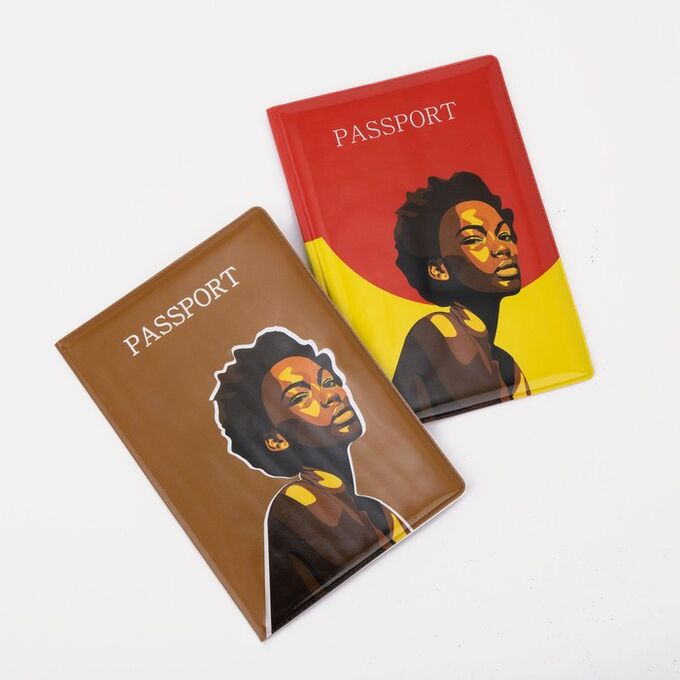 Подарочный набор: 2 обложки для паспорта, цвет коричневый/желтый 9262905