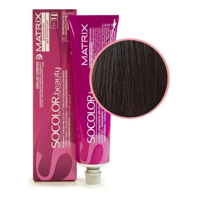 Matrix Крем-краска для волос перманентная Socolor beauty 506NA, тёмный блондин натуральный пепельный, 90 мл