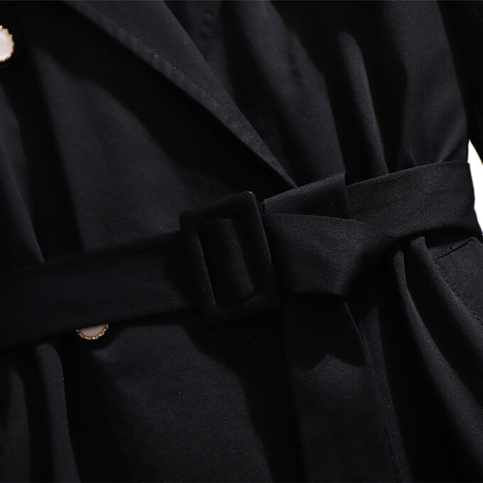 Женский тренч, с поясом, цвет черный