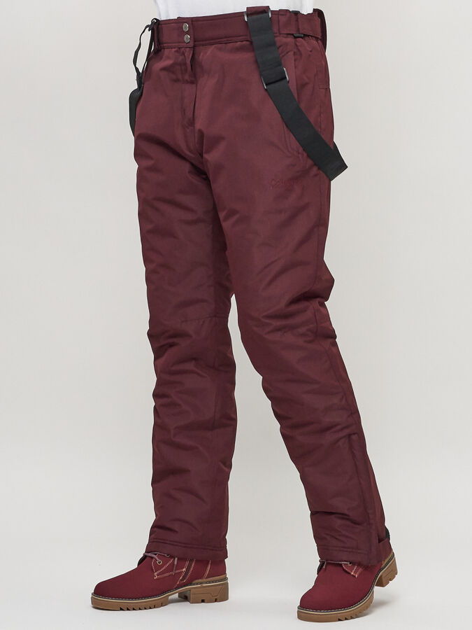 Полукомбинезон брюки горнолыжные женские big size бордового цвета 66413Bo