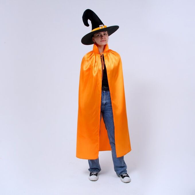 СИМА-ЛЕНД Карнавальный костюм&quot;Маг&quot;шляпа,плащ с воротником оранжевый дл 120см