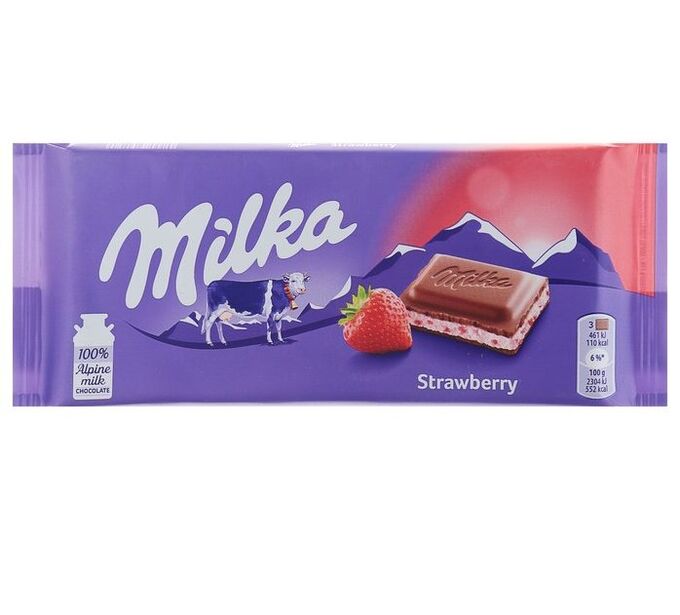 Молочный шоколад Milka  Милка &quot;Клубника Йогурт&quot; 100г Milka Strawberry Yoghurt Chocolate 100g