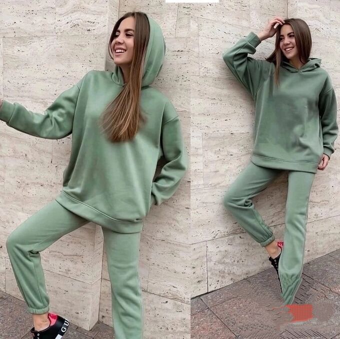 Костюм теплый с худи удлиненный