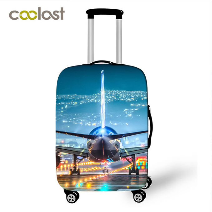 Чехол для чемодана с ярким принтом "Самолет" (30-32 дюйма), цвет синий