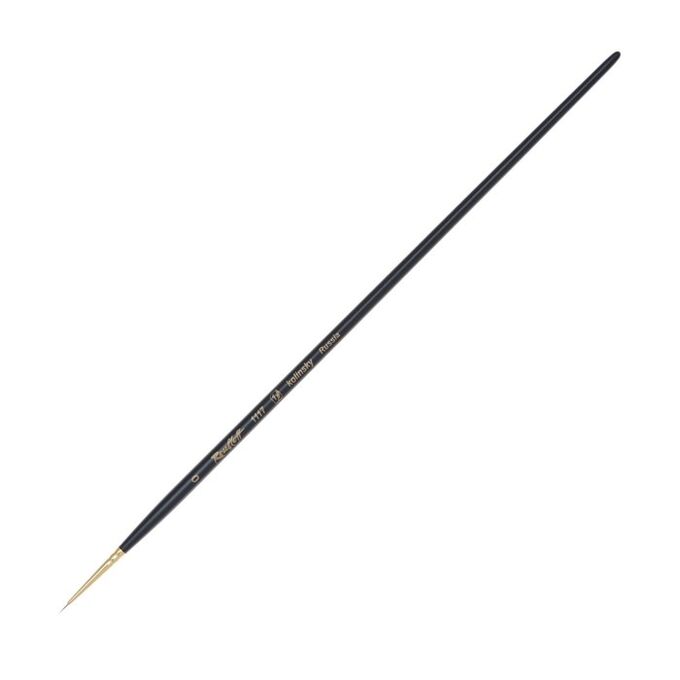 Кисть Roubloff Колонок, круглая, укороеченная, серия 1117 № 00 ручка длинная черная матовая/желтая обойма