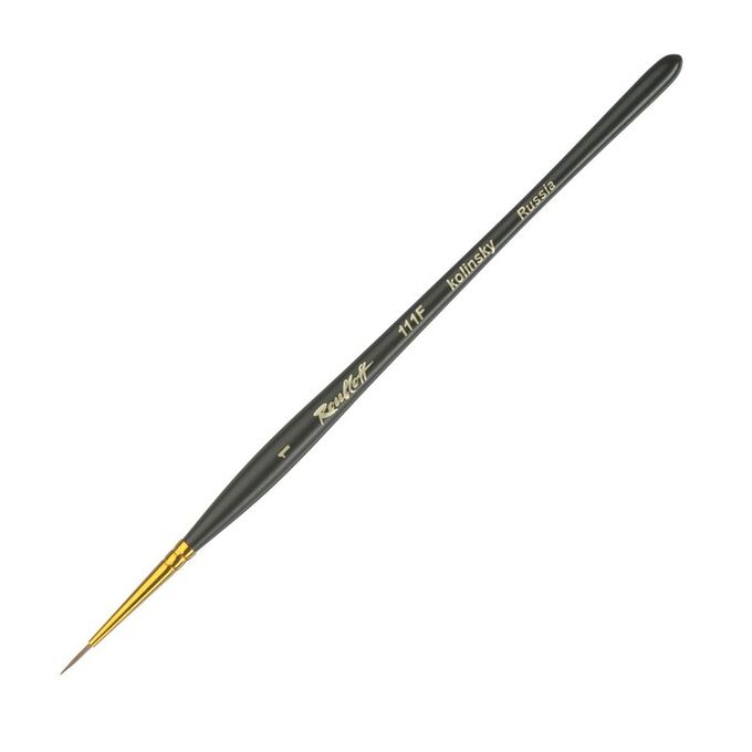 Кисть Roubloff Колонок, круглая, укороеченная, серия 111F № 1 ручка короткая фигурная черная матовая/желтая обойма