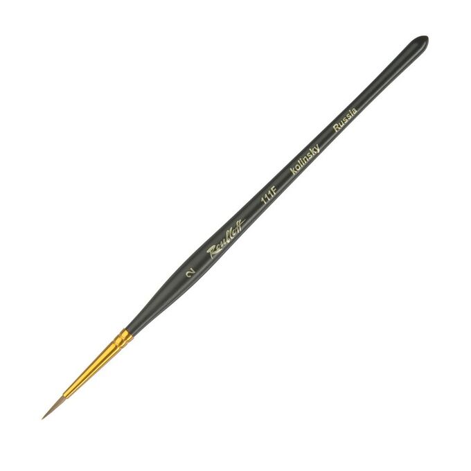 Кисть Roubloff Колонок, круглая, укороеченная, серия 111F № 2 ручка короткая фигурная черная матовая/желтая обойма