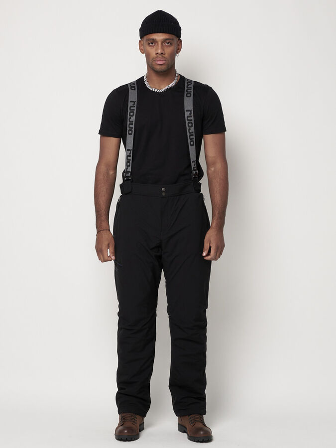 Полукомбинезон брюки горнолыжные мужские черного цвета 6621Ch