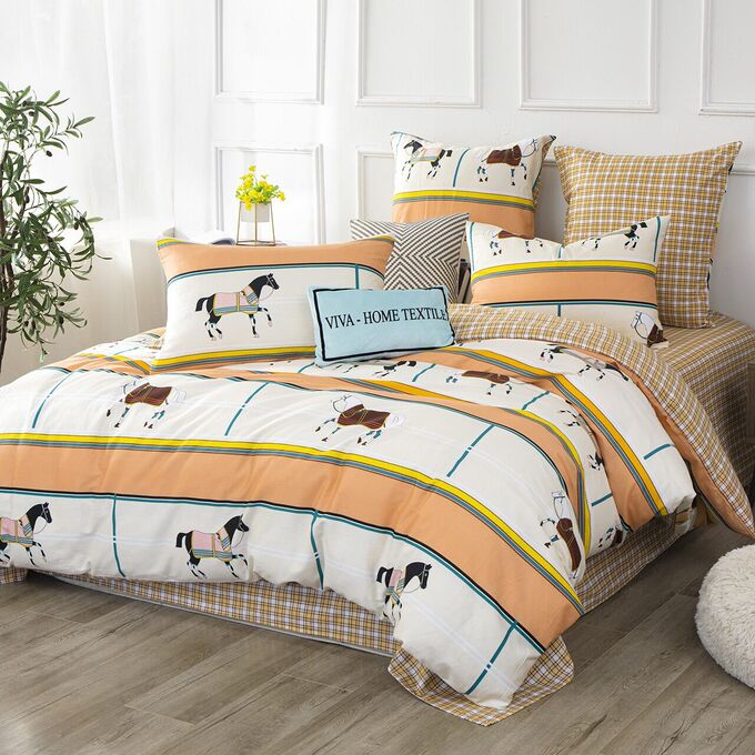 Viva home textile Комплект постельного белья Делюкс Сатин на резинке LR323