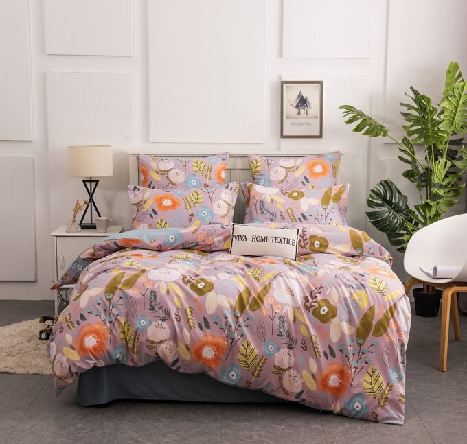 Viva home textile Комплект постельного белья Сатин Вышивка на резинке CNR134