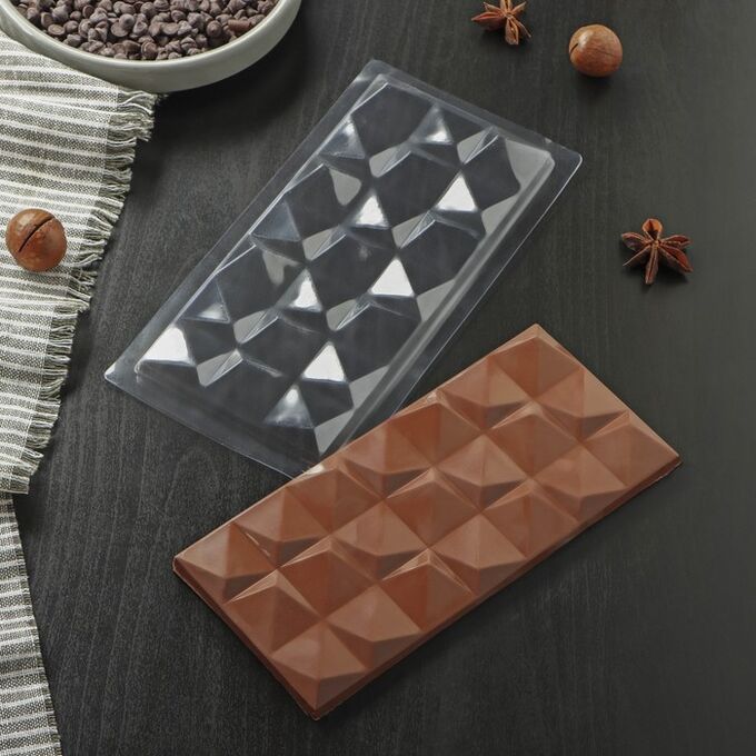 СИМА-ЛЕНД Форма для шоколада и конфет «Квадраты», 18x8 см, цвет прозрачный