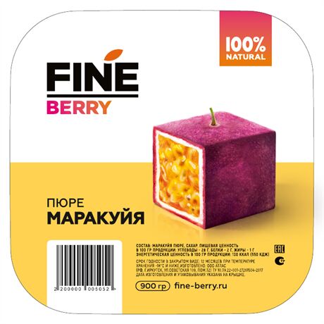 Товар без бренда Фруктовое пюре маракуйи FINEBERRY, 900 г