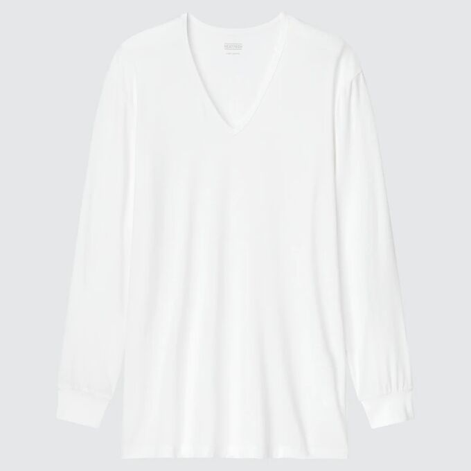 UNIQLO Heattech - мужская футболка с V-образным вырезом и рукавами 9/4 - белая