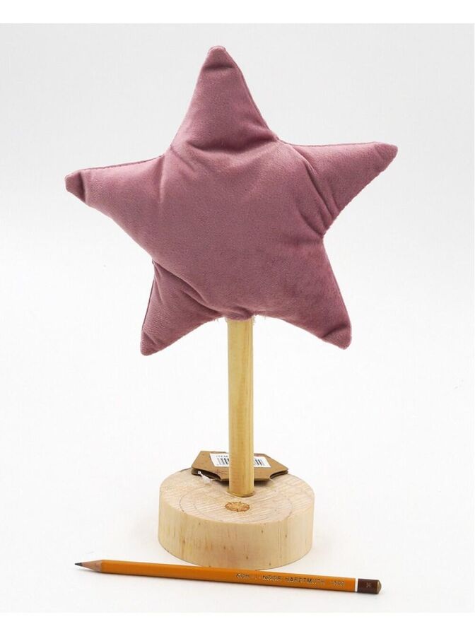 Holiday station Звезда на подставке 30 см мягкая велюр/дерево цвет розовый HS-35-5