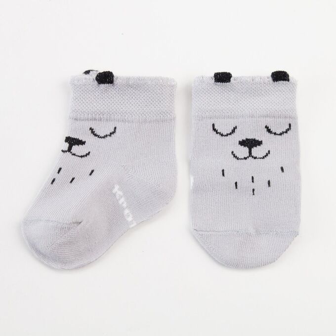Носки для новорожденных  Крошка Я «Мишка» серый