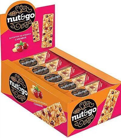 Яшкино Nut&amp;Go Батончик с арахисом и клюквой 18 шт по 42 г